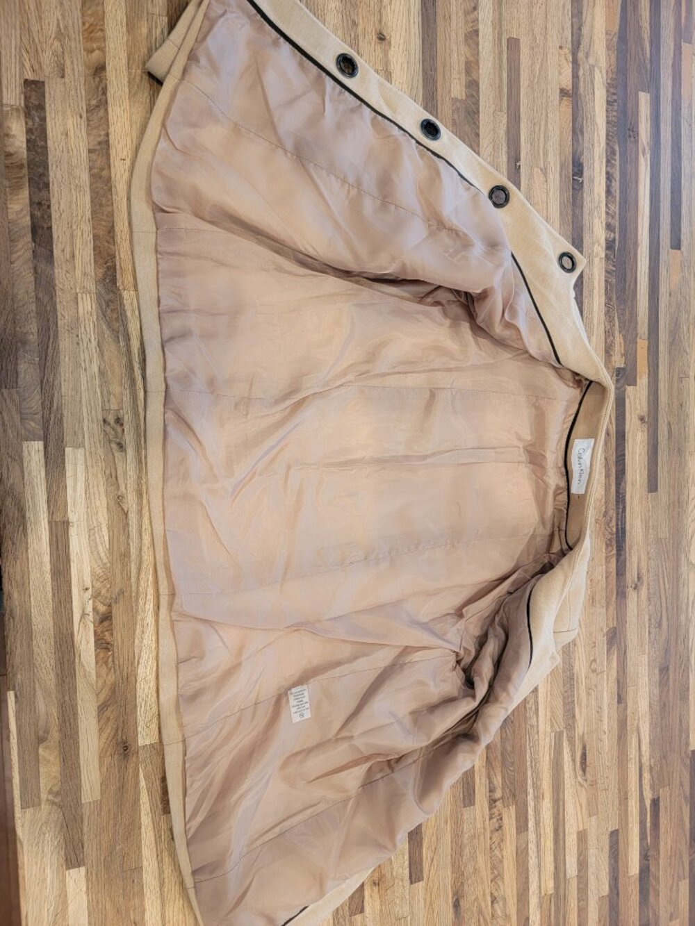 Calvin Klein Knit 3/4 Sleeve Blazer Beige Toggle Jacket Pockets Stretch Career - Picture 5 of 11